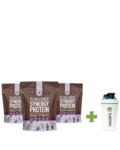 Plantforce - Synergy Proteine Chocolate - 3 x 800 g + Free Plantforce Shaker