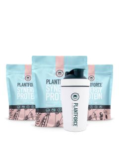 plantforce synergy protein bundle deal 3x 800g natural + rvs shaker